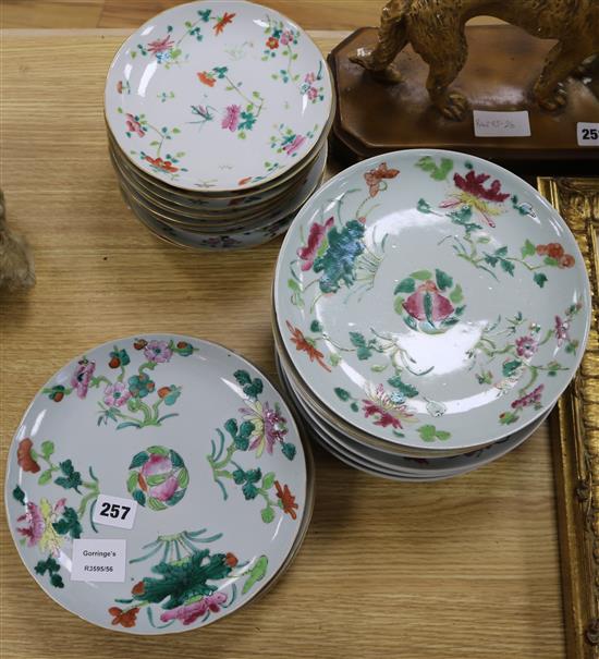 Twenty two Chinese famille rose plates